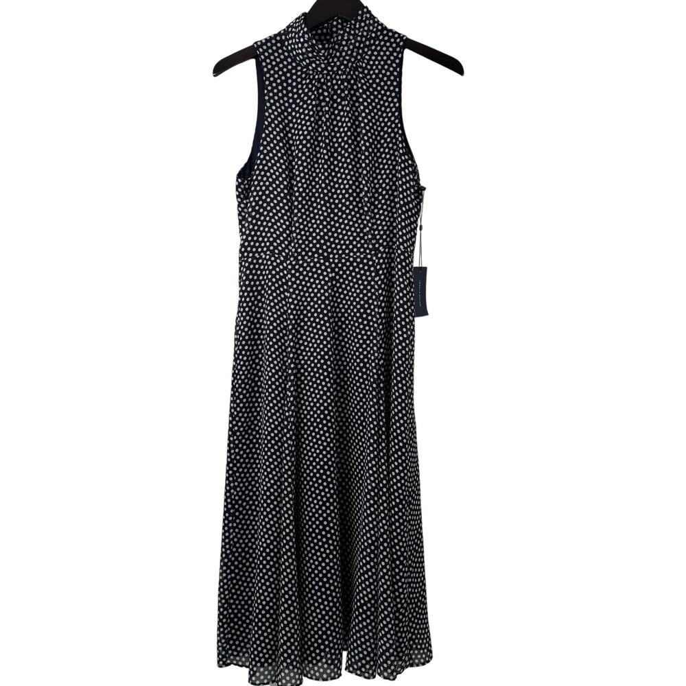 Tommy Hilfiger Polka Dot Halter Midi Dress Women's Size 6 Navy Sleeveless